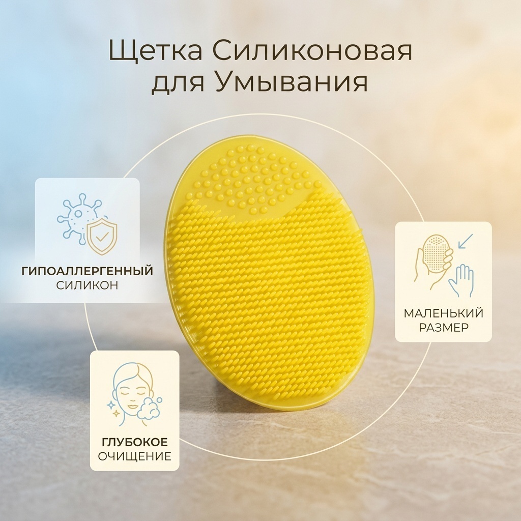 Щетка для лица, для умывания желтый 1 шт