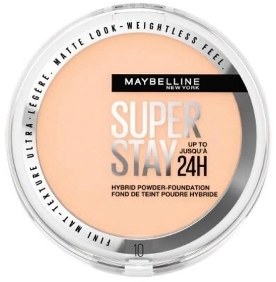 Пудра Maybelline New York Super stay 24H Hybrid сухая #10 розово-оранжевый с бежевым подтоном. бежевый