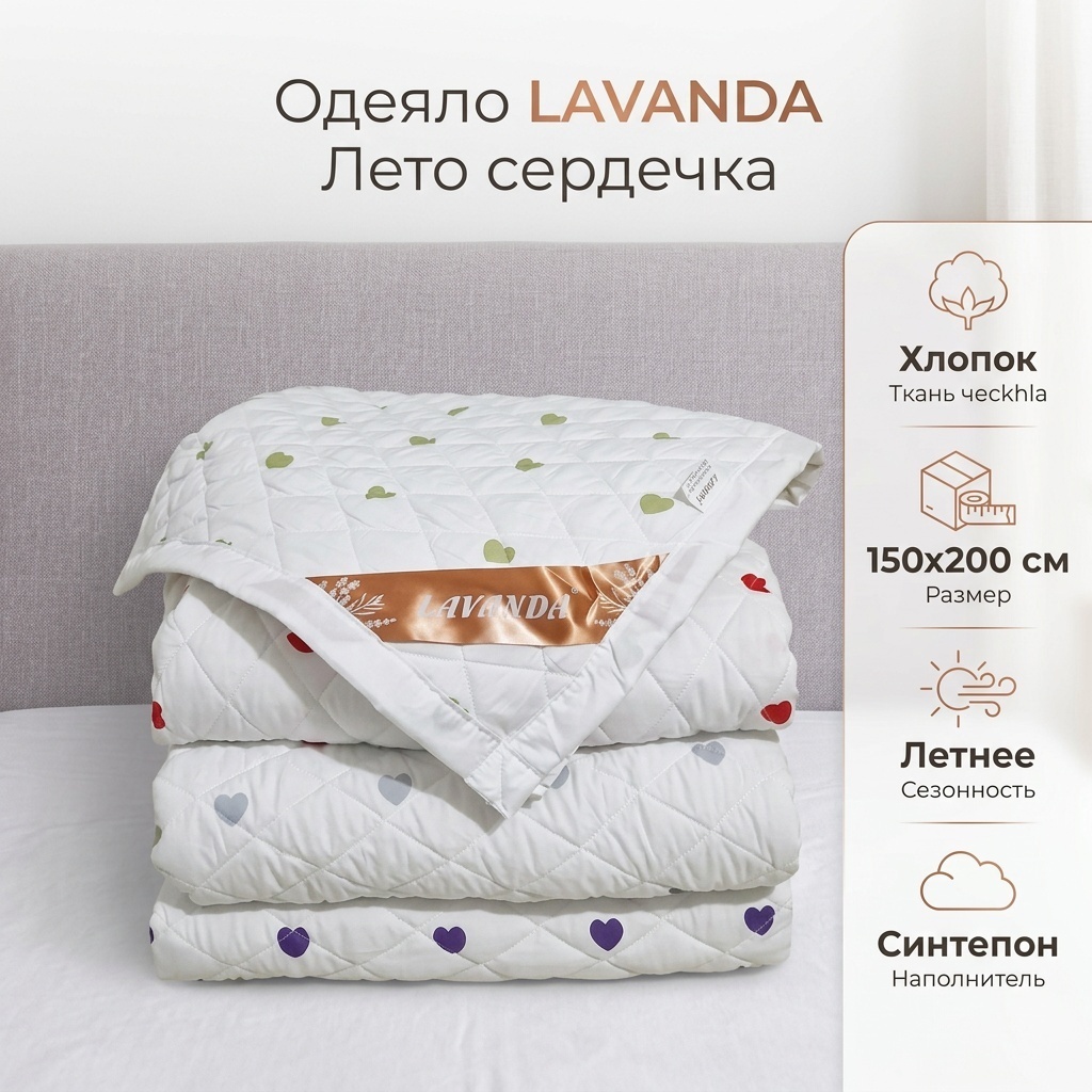 Одеяло LAVANDA Лето одеяло сердечка Одеяло 150x200 летнее