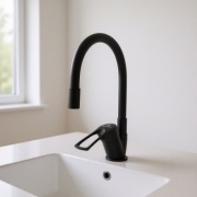 Смеситель с гибким изливом POSEIDON 71835, нержавеющая сталь, цвет черный