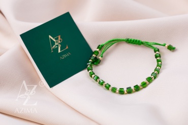 AZIMA GOLD1 Emerald Glow Green длина 18 см, вес 0.5 г сплав покрытый золотом 14К, плетение веревка