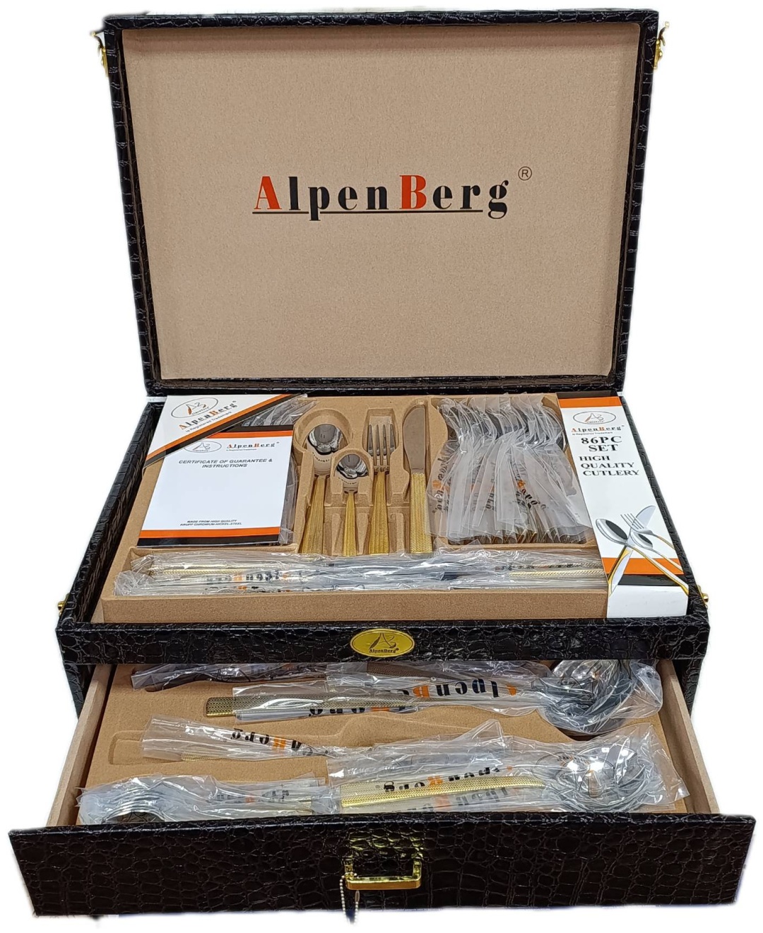 Набор столовых приборов AlpenBerg 86 шт, золотистый VVL110