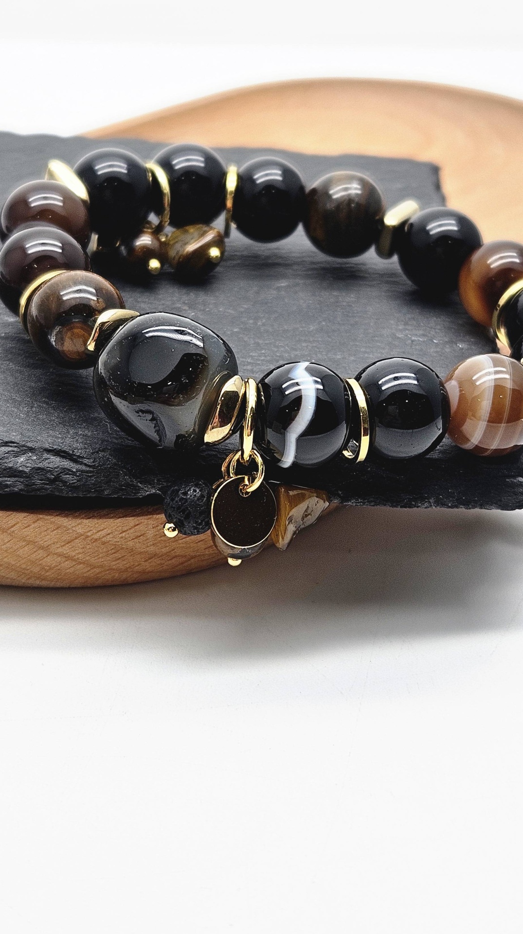 30338209_328430670 длина 18 см агат, тигровый глаз, оникс, агат, гематит, оникс, тигровый глаз, шунгит, лава
