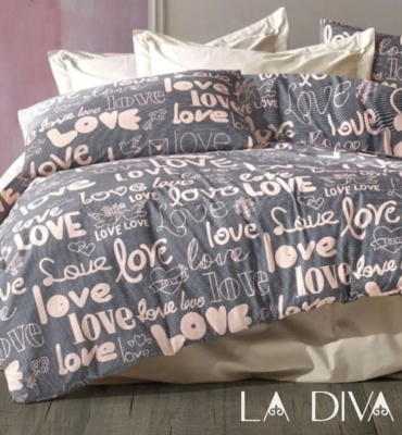 Комплект LA DIVA Love 2-спальный хлопок, сатин, 2 наволочки: 50x70 см