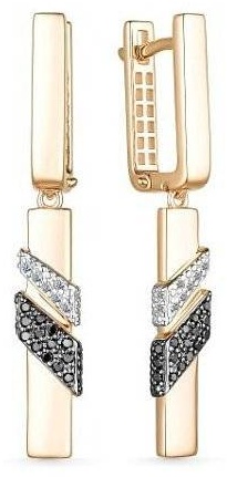 Серьги АЛЬКОР 25690-113 вес 6.44 г золото, бриллиант