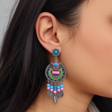 Серьги F-Jewelry бижутерный сплав, бисер, искусственный камень