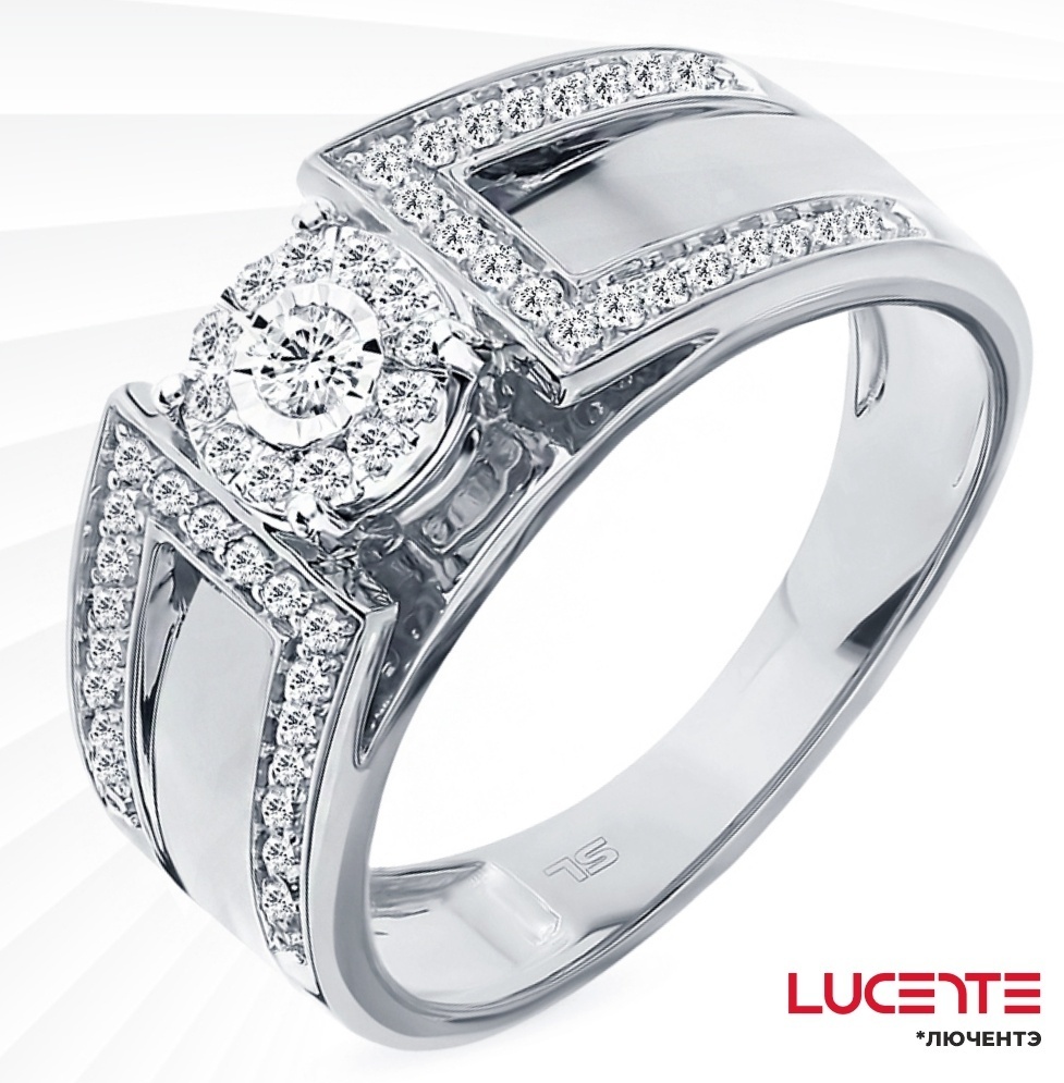 Lucente Бриллианты Якутии RIN-LU-585-861373-175 размер 17.5 вес 3.28 г золото, бриллиант