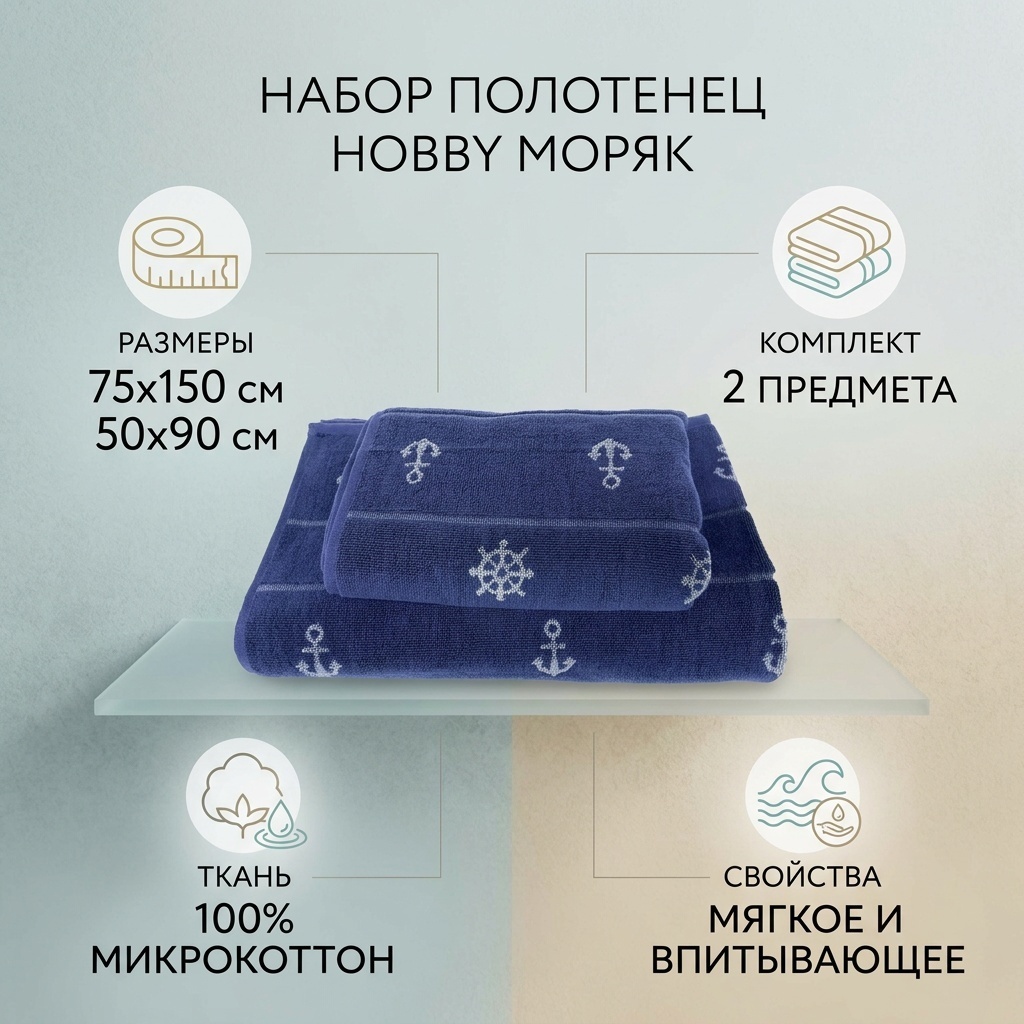 Набор полотенец Hobby 150x75 см, хлопок, 2 шт,