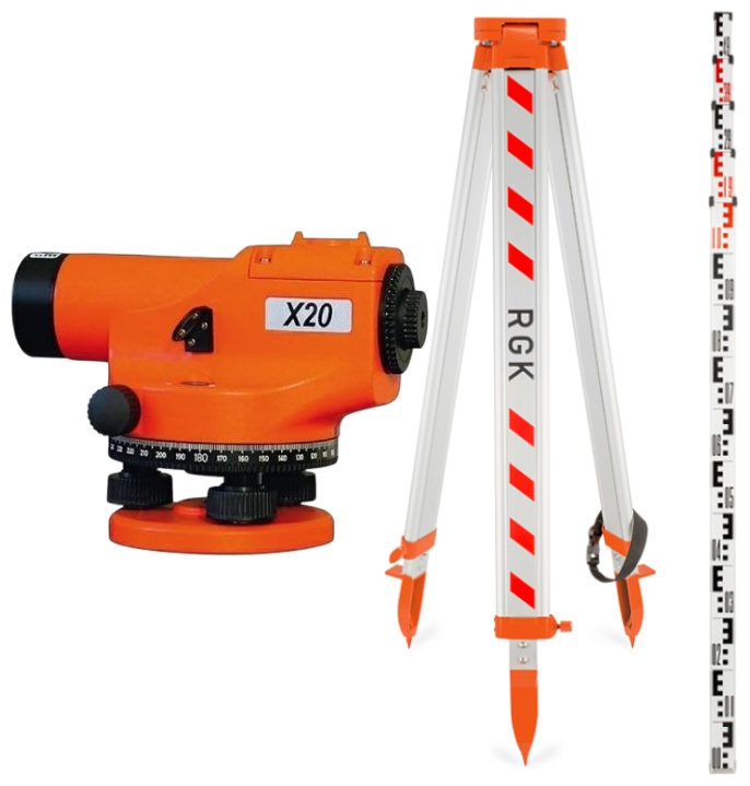 Оптический нивелир Nedo X20, рейка AMO S3, штатив RGK S6-N