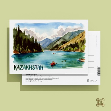 Docsly открытка сувенирная «Кольсай (лодочная прогулка)» с аудиогидом (QR), 10х15 см 1 шт