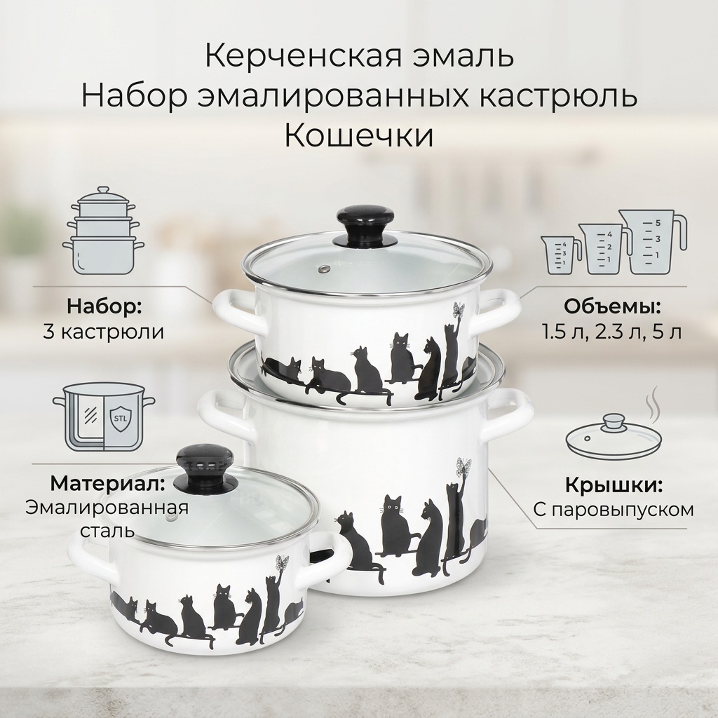 Набор кастрюль Керченская эмаль 3 в 1