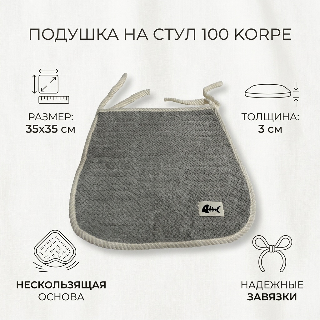 Накидка для стула 051283 серый 35x35 см