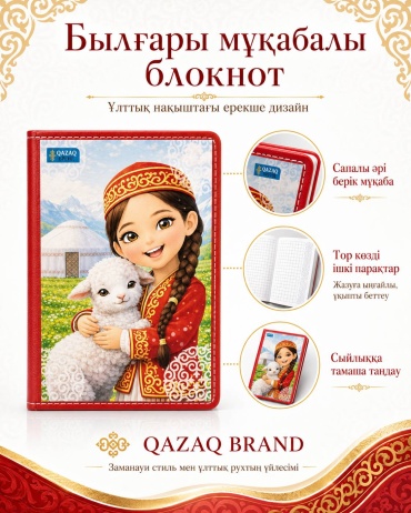 Блокнот QAZAQ brand Этно девочка, A5, 80 л, красный