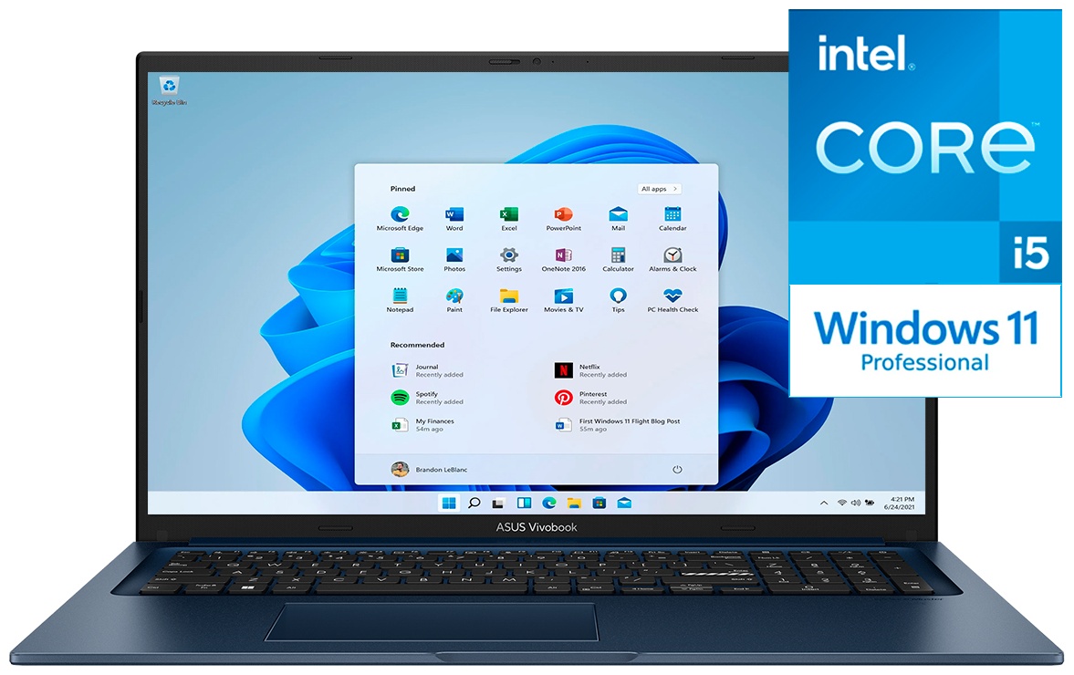 Ноутбук ASUS Vivobook X1704VA-AU615W 17.3" / 16 Гб / SSD 512 Гб / Win 11 Pro / 90NB10V2-M0WPC0