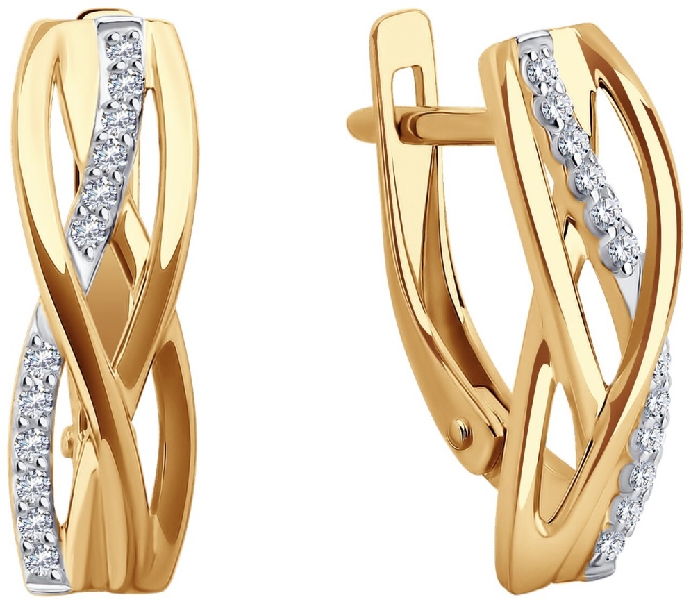 Серьги Diamant 51-120-02597-1 вес 2.76 г золото, фианит