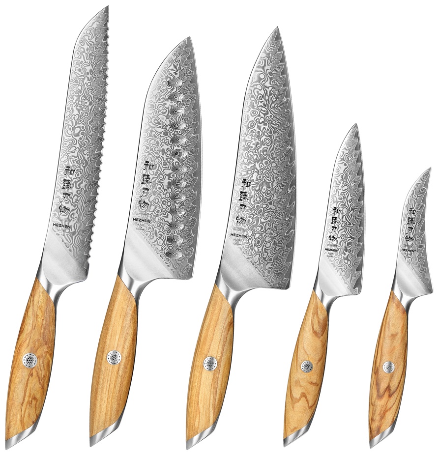 Набор ножей HezHen X01-5PCS, лезвие: дамасская сталь 5 шт