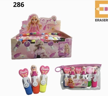 Маркер Eraser Barbie 286, 6 шт, 2 мм, мультиколор