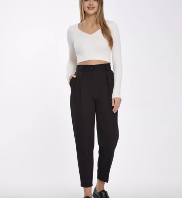Повседневные брюки Fashion черный с нюдом
