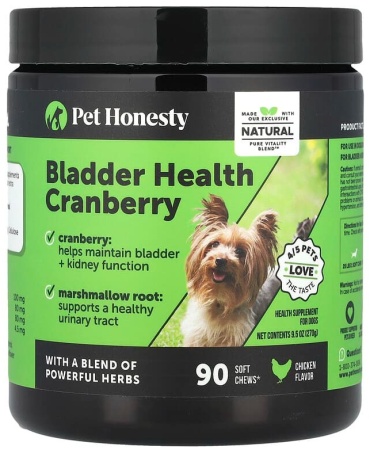 Pet Honesty Клюква для здоровья мочевого пузыря, для собак, курица, 90 жевательных таблеток, 270 г витамины