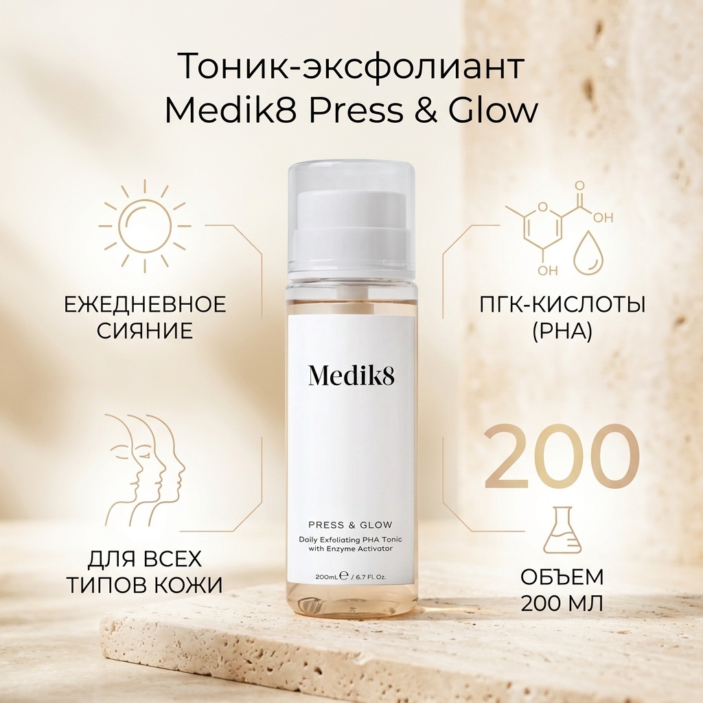 Medik 8 тоник Press & Glow 200 мл