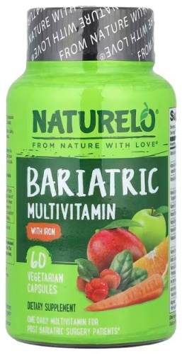 NATURELO Bariatric Multivitamin with Iron, бариатрические мультивитамины с железом капсулы 60 шт
