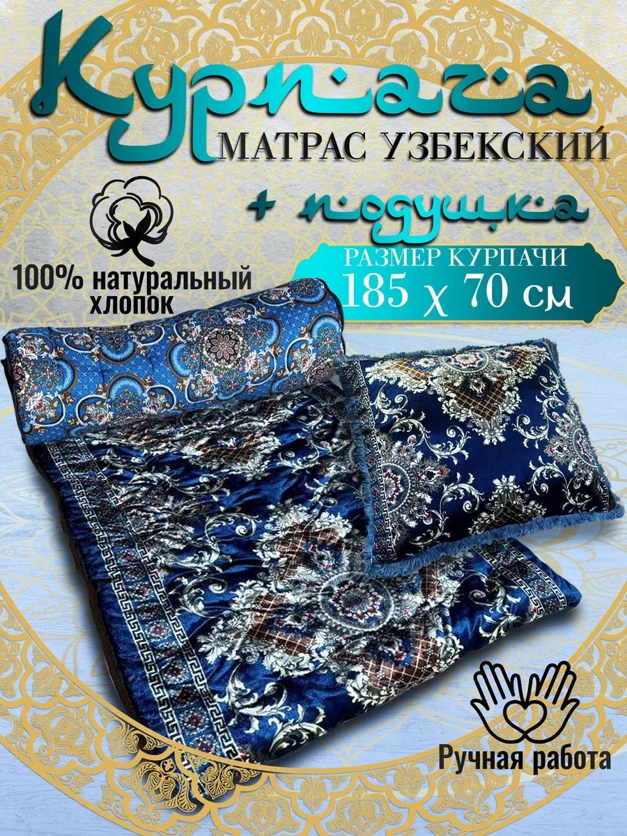 Корпе 185x70 см, хлопок, синий