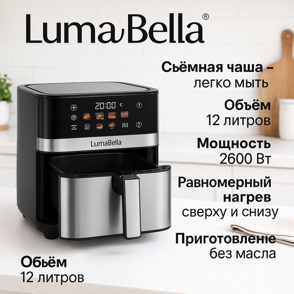 Аэрогриль Luma Bella LB-60031 черный, серебристый
