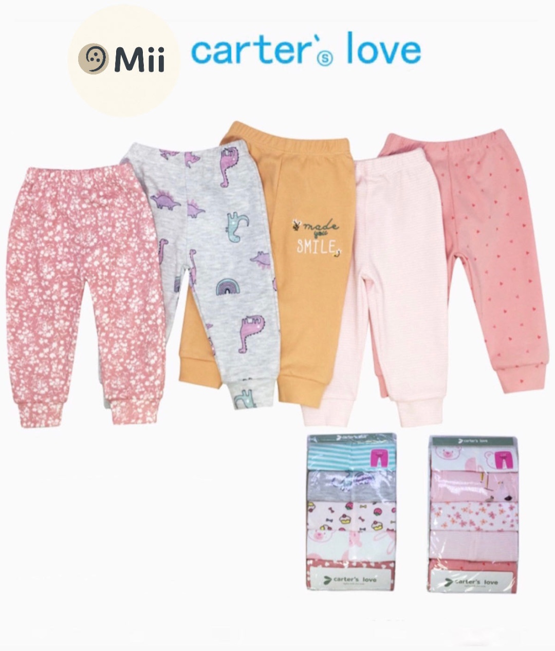Комплект carters love мультиколор, темно-розовый