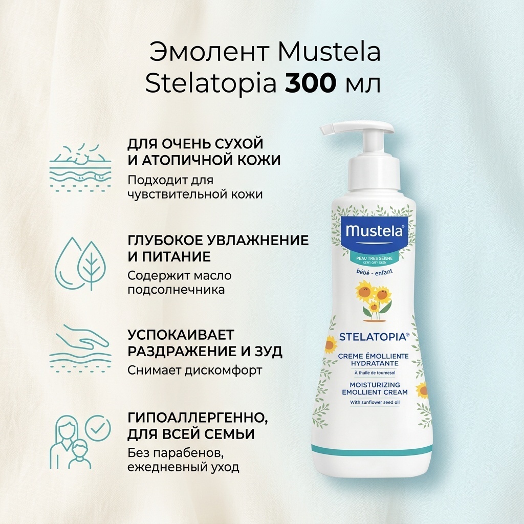 Mustela Cream emollient 300 мл крем для тела 300 мл