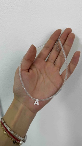 Чокер Choker_kz длина 35.5 см латунь перламутр, горный хрусталь