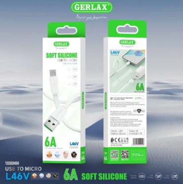 Кабель GERLAX USB 2.0 (F), micro-USB 2.0 (F), 1 м, L46V белый