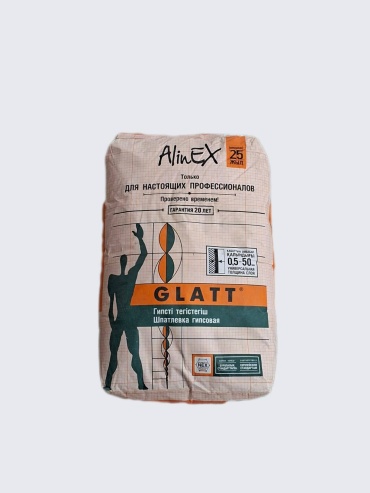 AlinEX GLATT Шпатлевка гипсовая 25 кг, гипсовая