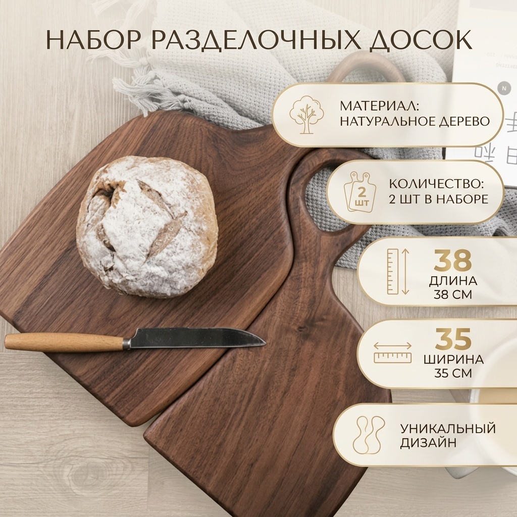 Набор разделочных досок 30382409_520060397 2 шт, дерево