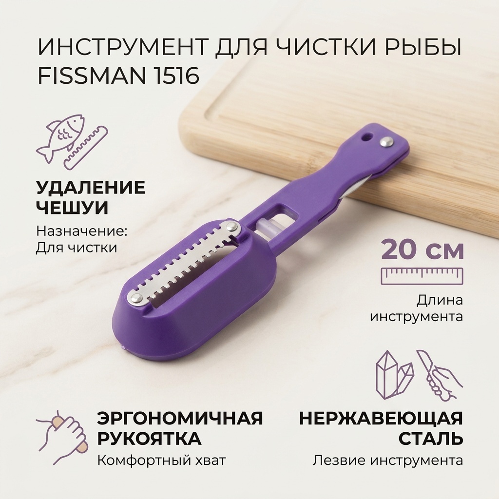 Нож для чистки Fissman, лезвие: нержавеющая сталь 1 шт