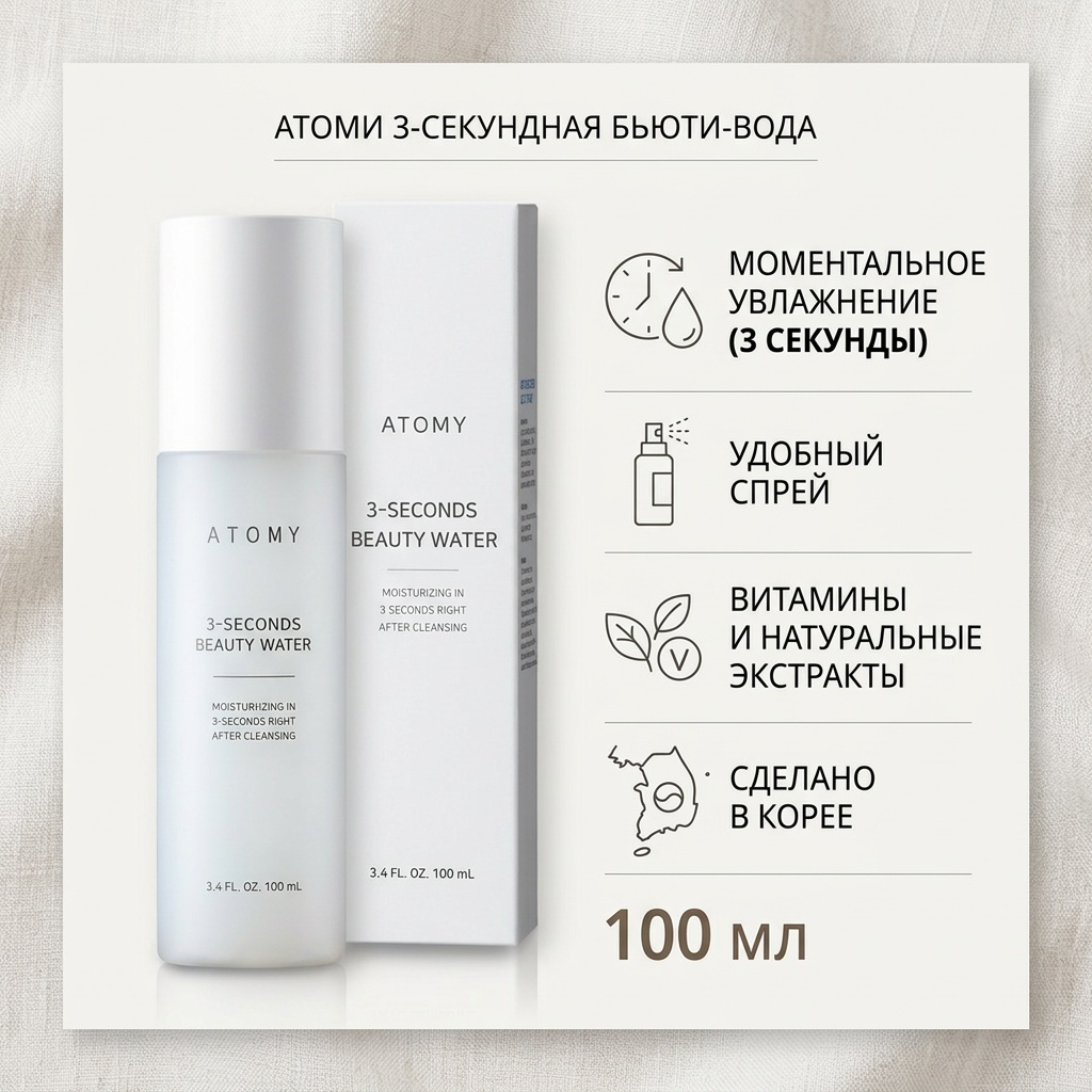 Atomy спрей 3-seconds Beauty Water 100 мл