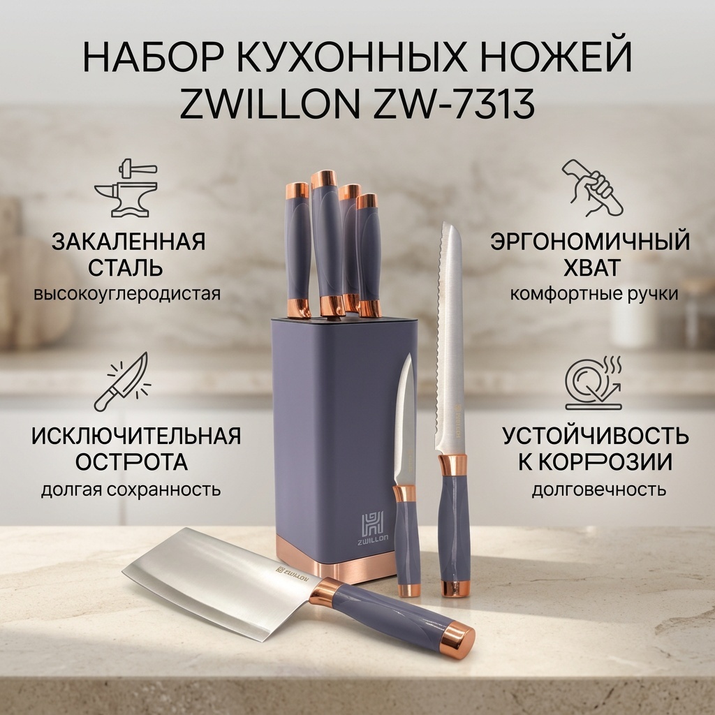 Набор ножей ZWILLON, лезвие: нержавеющая сталь 6 шт