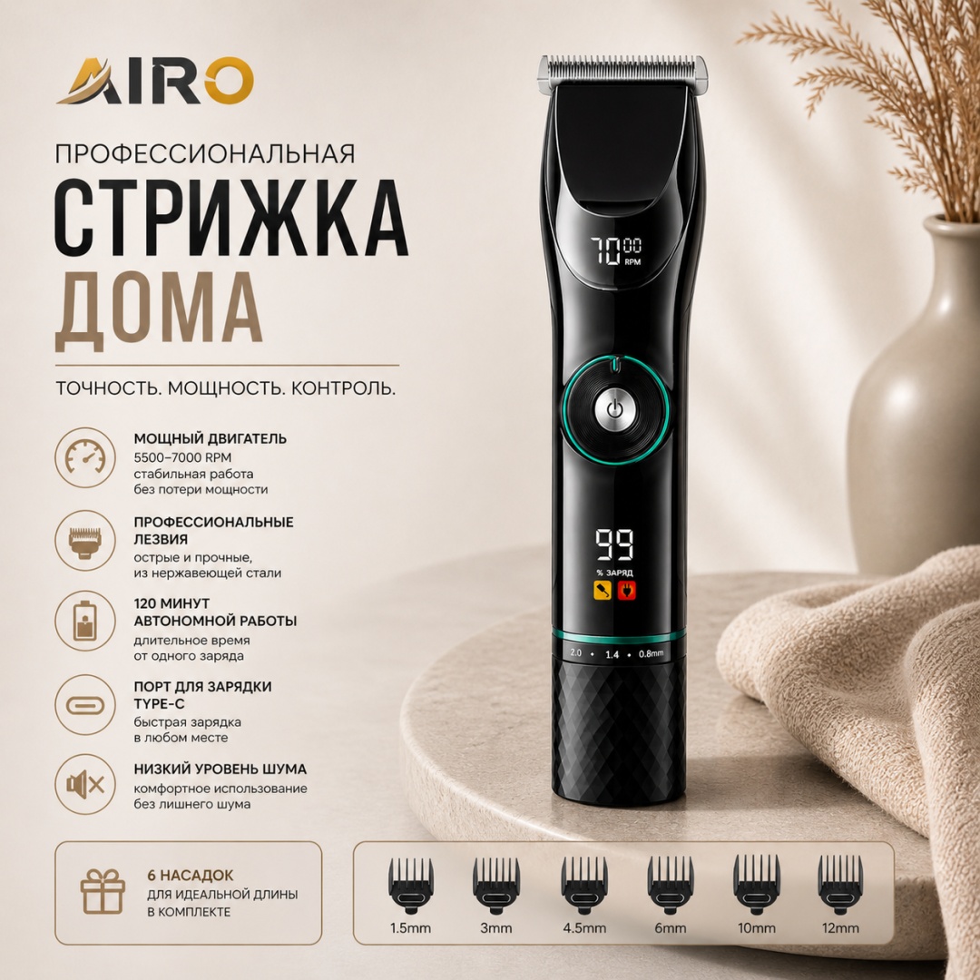 Машинка для стрижки AIRO V-256 черный