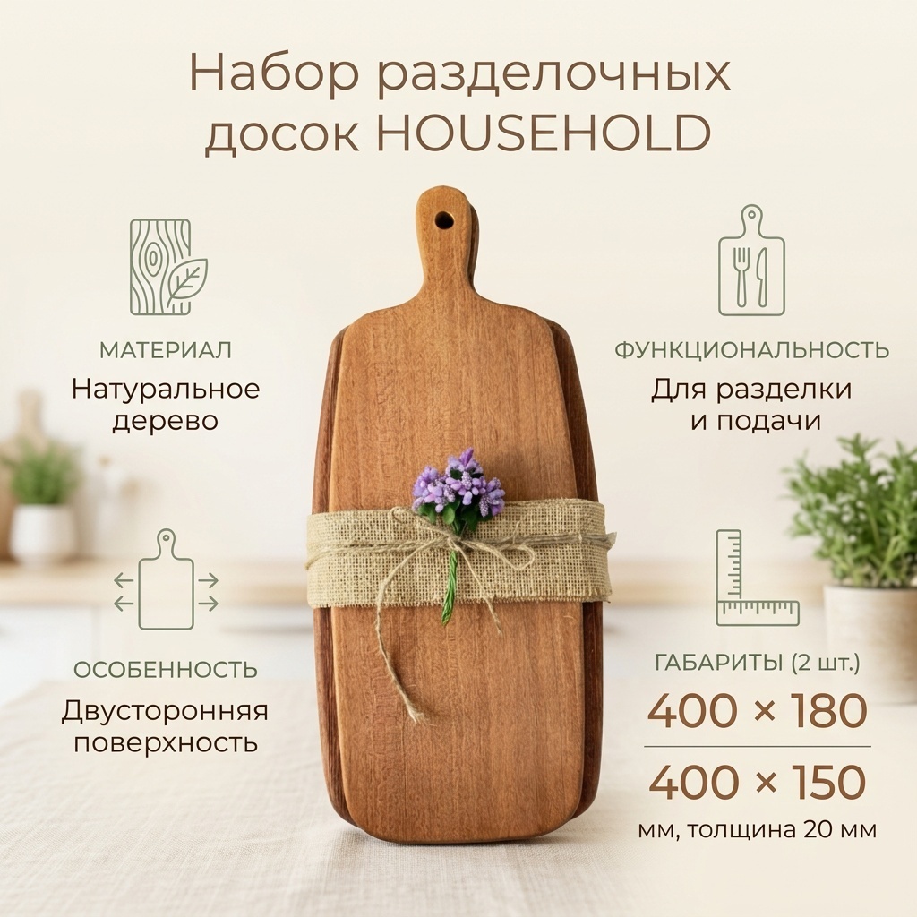 Household набор разделочных досок 098764 2 шт, дерево