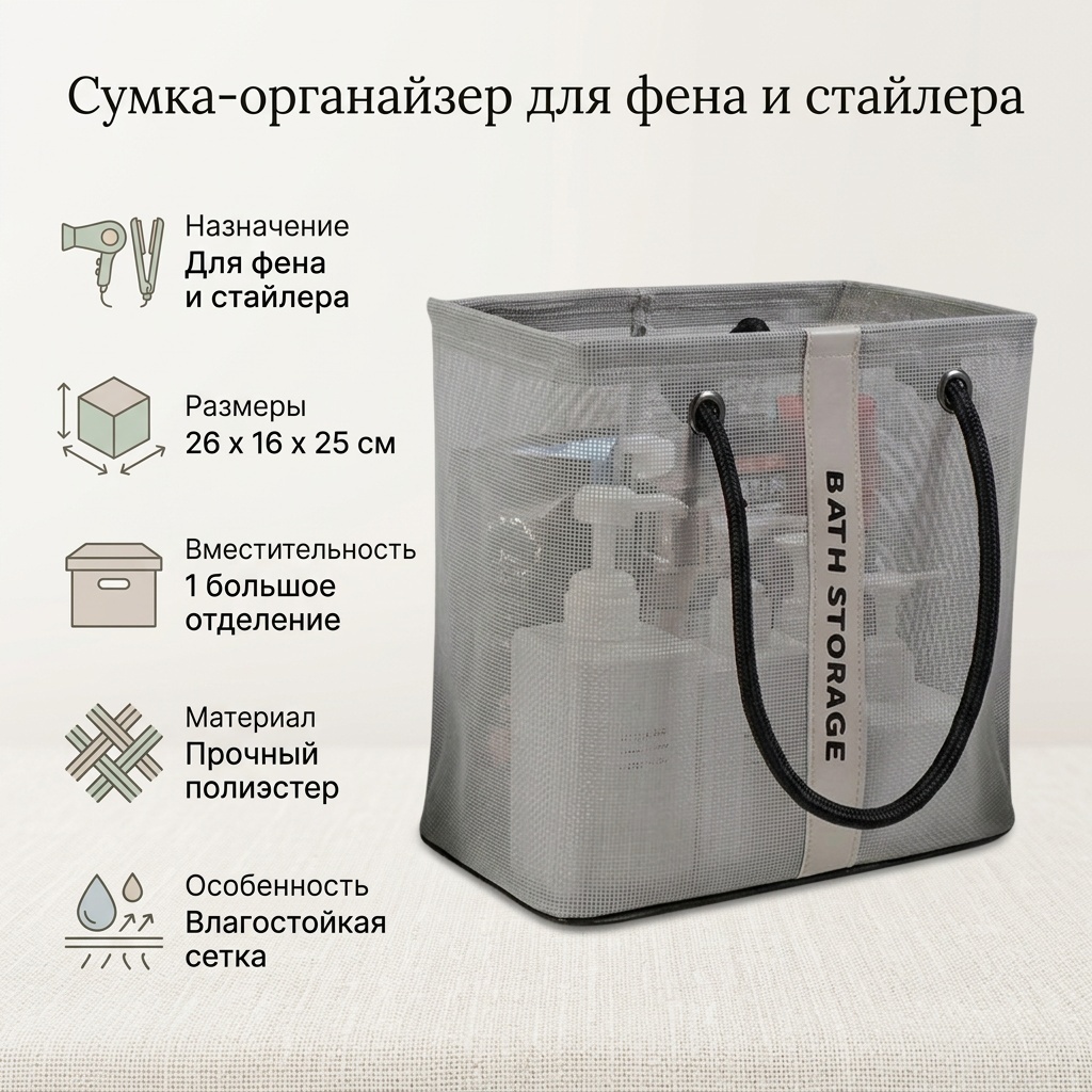 Сумка для хранения фена и стайлера полиэстер