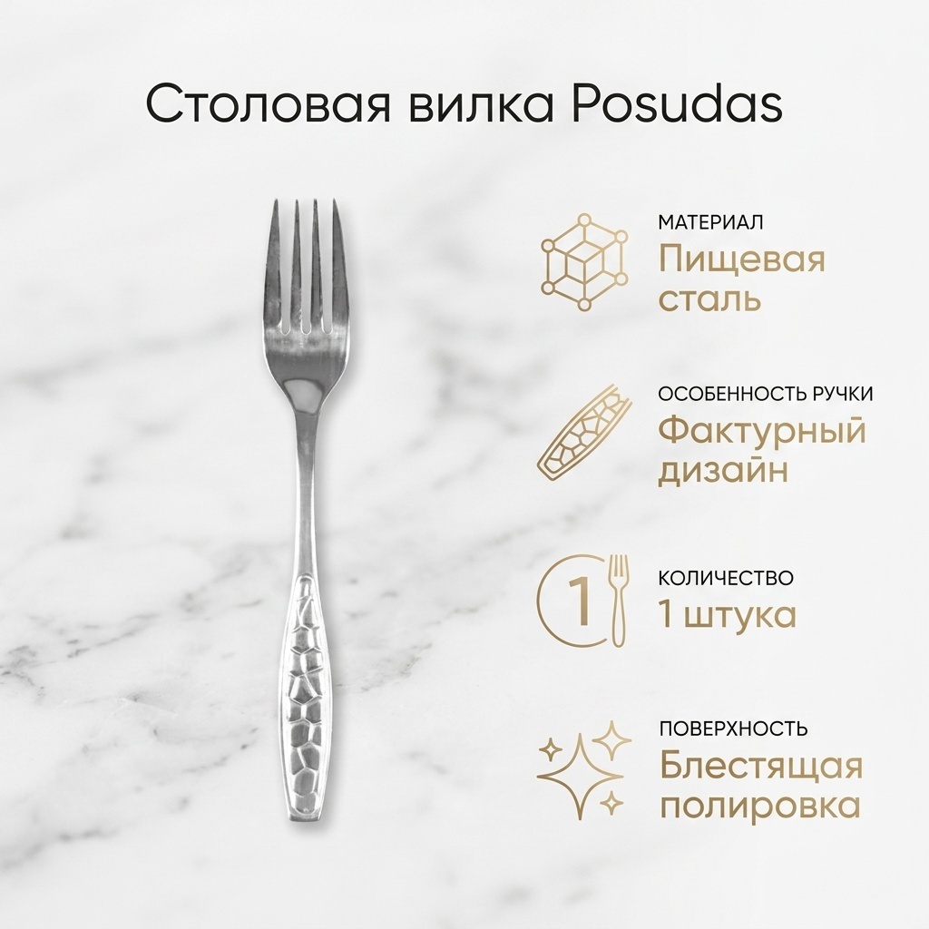 Вилка Posudas 1 шт, серебристый 243460012