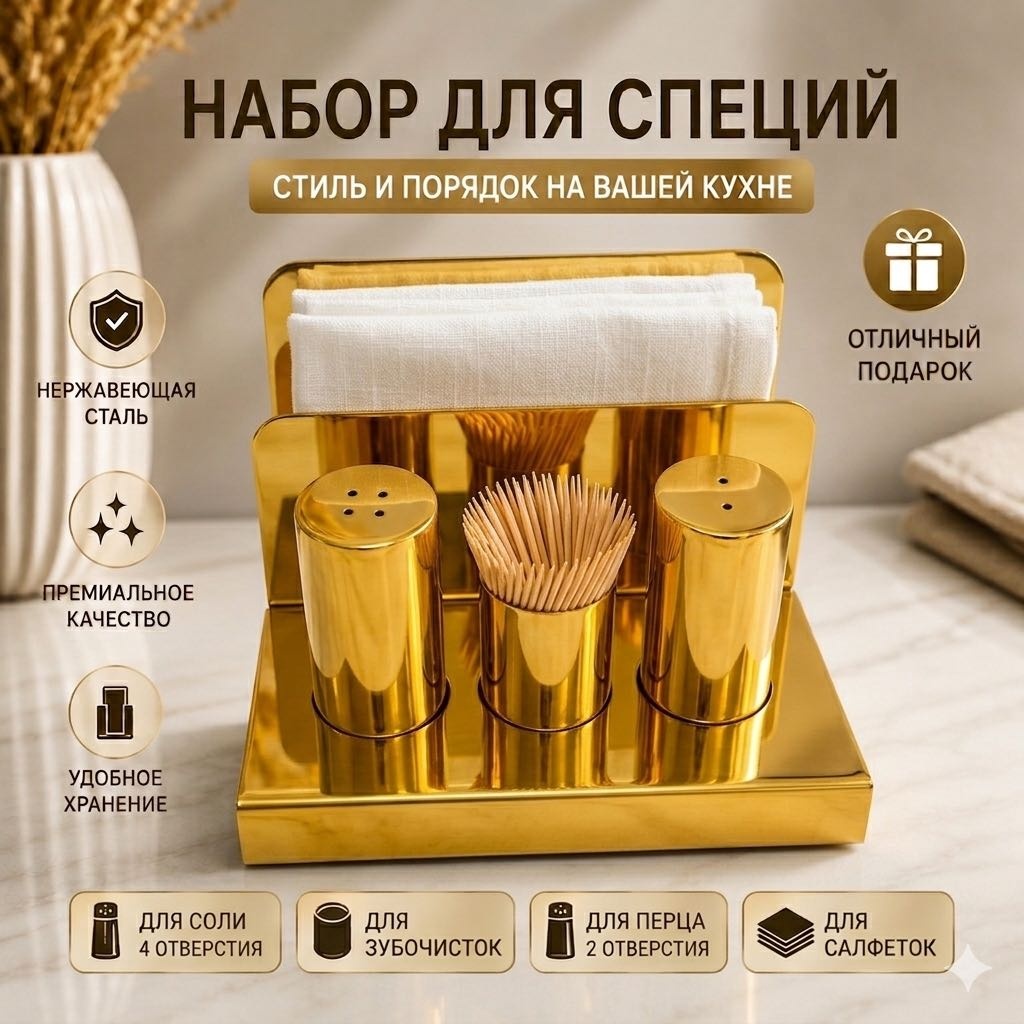Солонка Набор для специй, нержавеющая сталь, металл