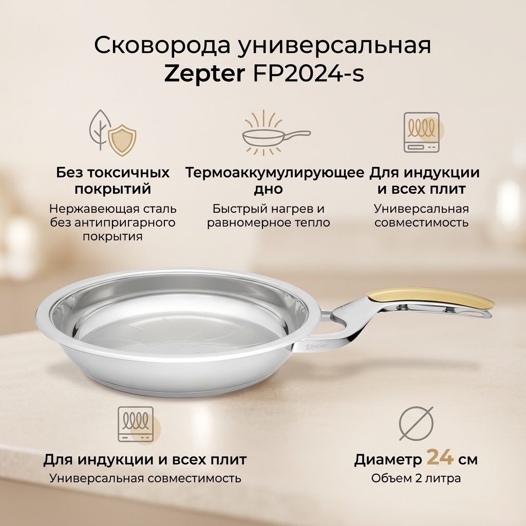 Сковорода Zepter FP2024-s 24 см , сталь