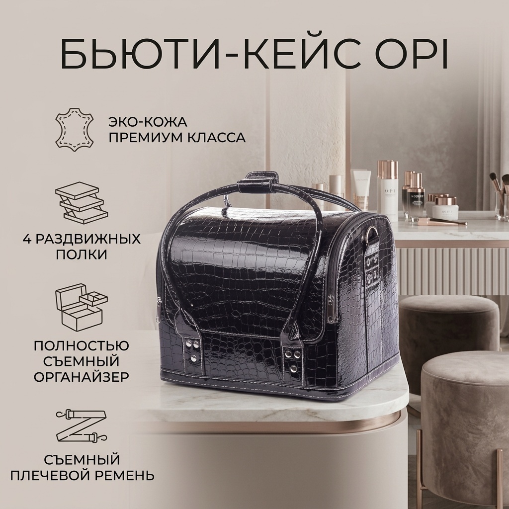 OPI бьюти-кейс текстиль черный 32X28 см