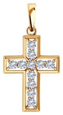Крестик Diamant 51-130-02101-1 вес 1.15 г золото, фианит