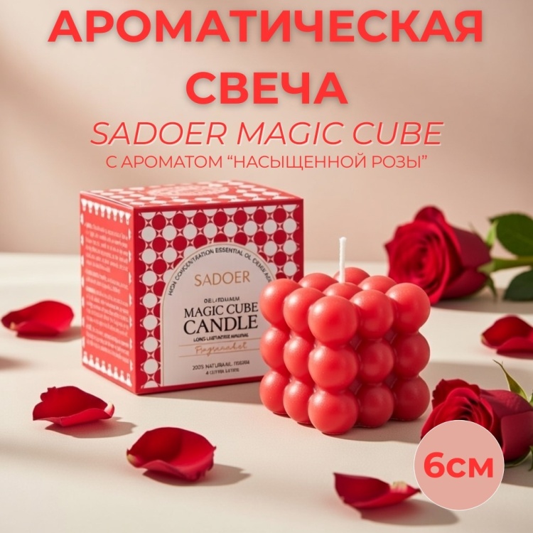 Ароматическая свеча SADOER Magic Cube Aromatherapy Candle 6.3 см, 1 шт