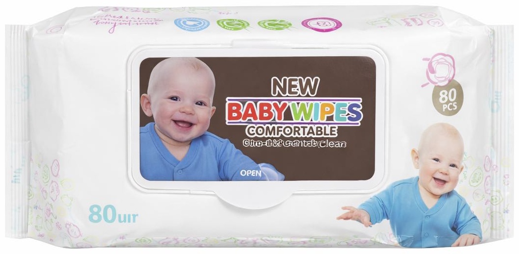 Детские влажные салфетки BABY WIPES 80 шт