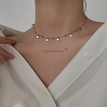 Чокер Serebrissimo S925-1-022 длина 39 см вес 2 г серебро, без вставок