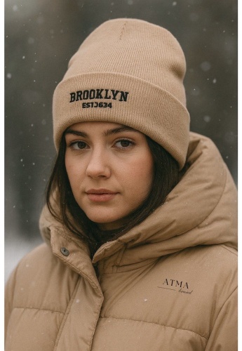 Шапка ATMA brand размер универсальный, бежевый