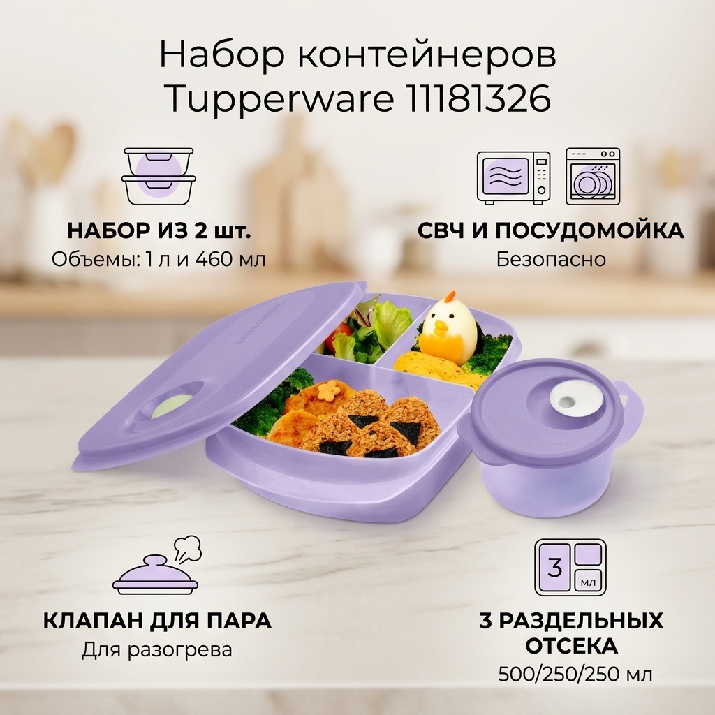 Tupperware набор контейнеров 11181326 2 шт, силикон, полипропилен