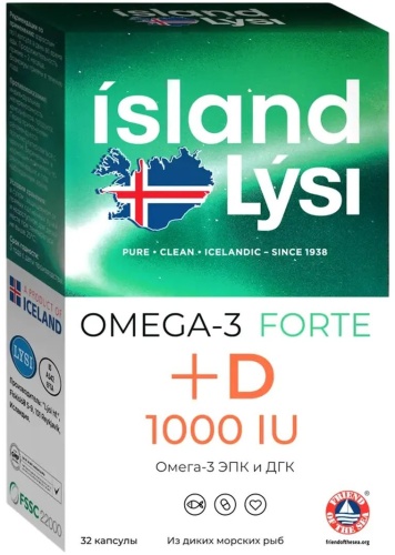 LYSI hf. ЛИСИ Омега 3 Витамин Д-3 1000МГ №32капс капсулы 32 шт